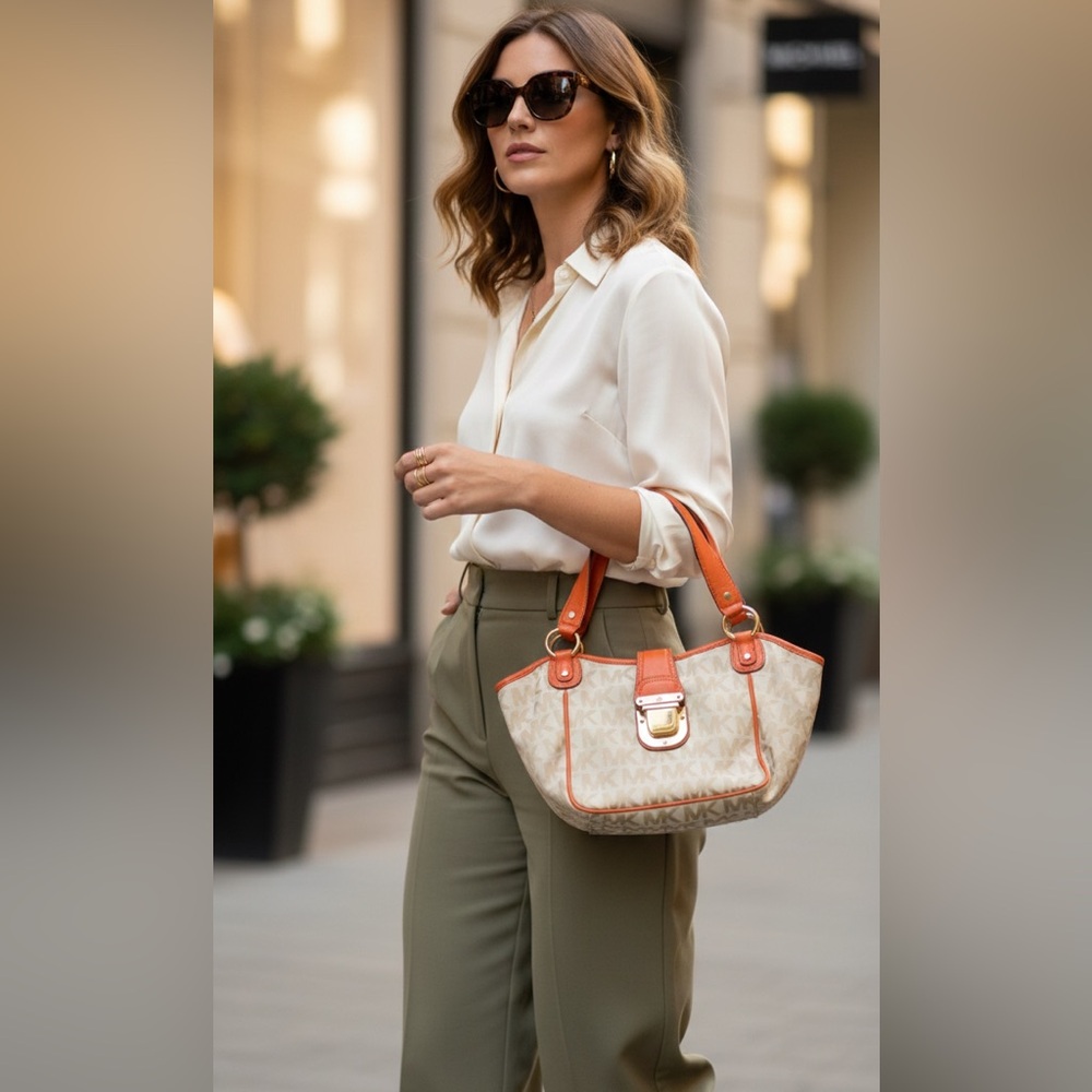 Michael Kors orange monogram bag